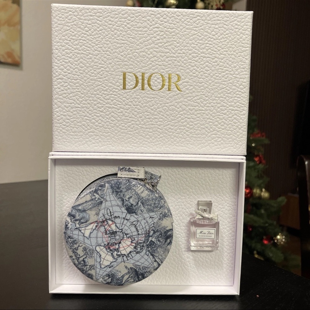 Dior Blue and White Pouch with Mini Fragrance